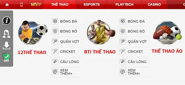 Tìm và nhấn vào mục ‘THỂ THAO” trên thanh menu